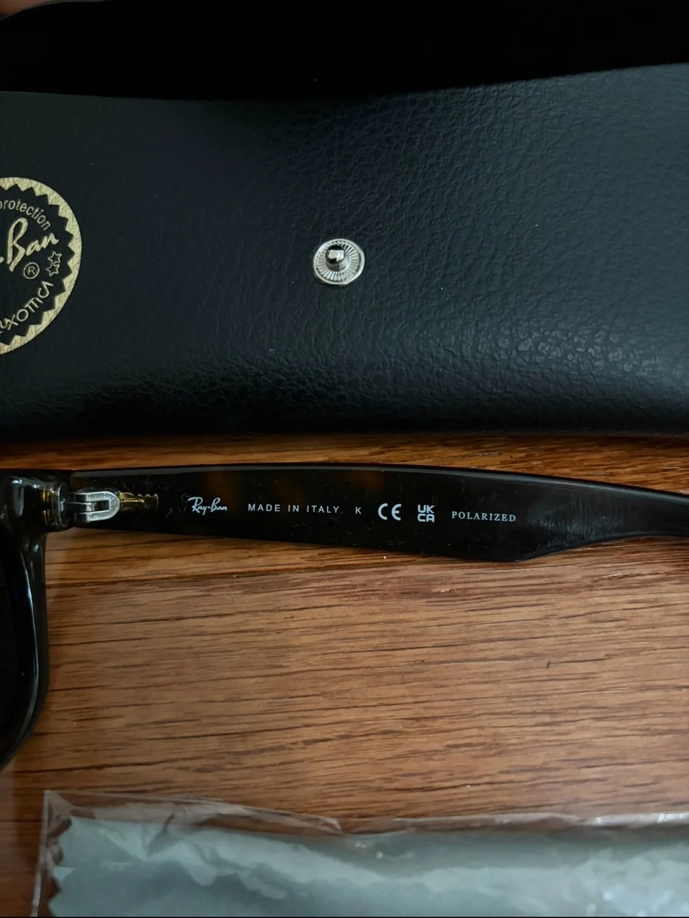 Ray-Ban RB2132 New Wayfarer Polarized Black Sunglasses Made in Italy